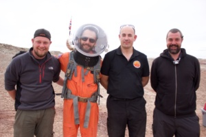 Commander Alex with crew members of the uk space agency team