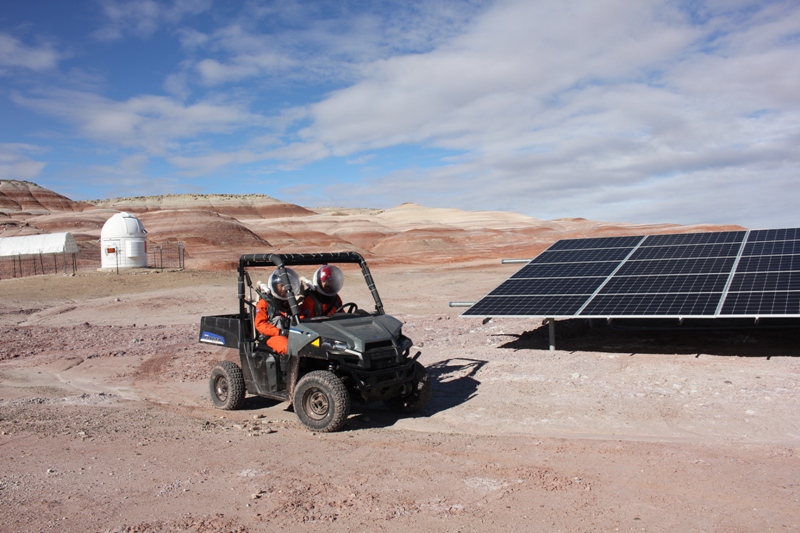 Phobos and the new MDRS solar panels.  Rechargeable solar power!